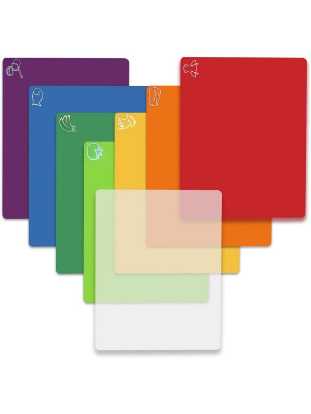 Flexible Plastic Cutting Board Mats Set of 8 - BPA-Free, Non-Porous, Anti-Skid